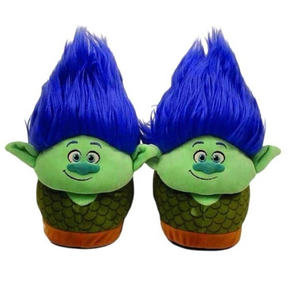 Dreamworks "Branch" from Trolls Size Large Comfy Blue Hair Slippers Cozy Unisex